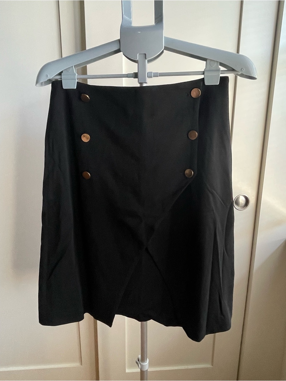 MINKPINK Black A-Line Skirt with Gold Buttons